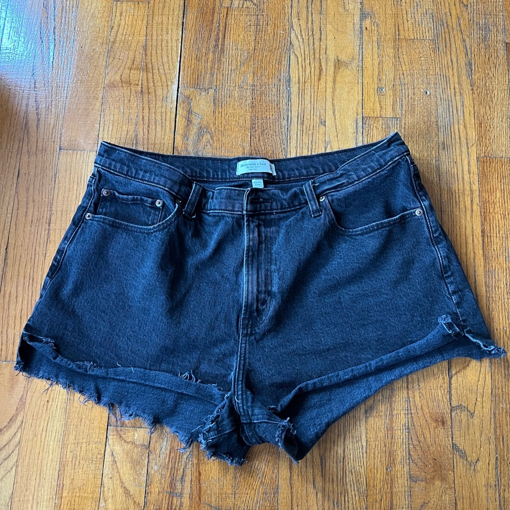 Abercrombie & Fitch Curve Love Black High Waisted Denim Shorts